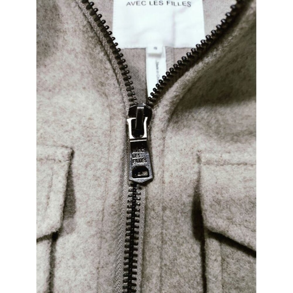 Avec Les Filles Womens Zip-Up Wool Blend Shacket Jacket S Beige - Picture 9 of 12